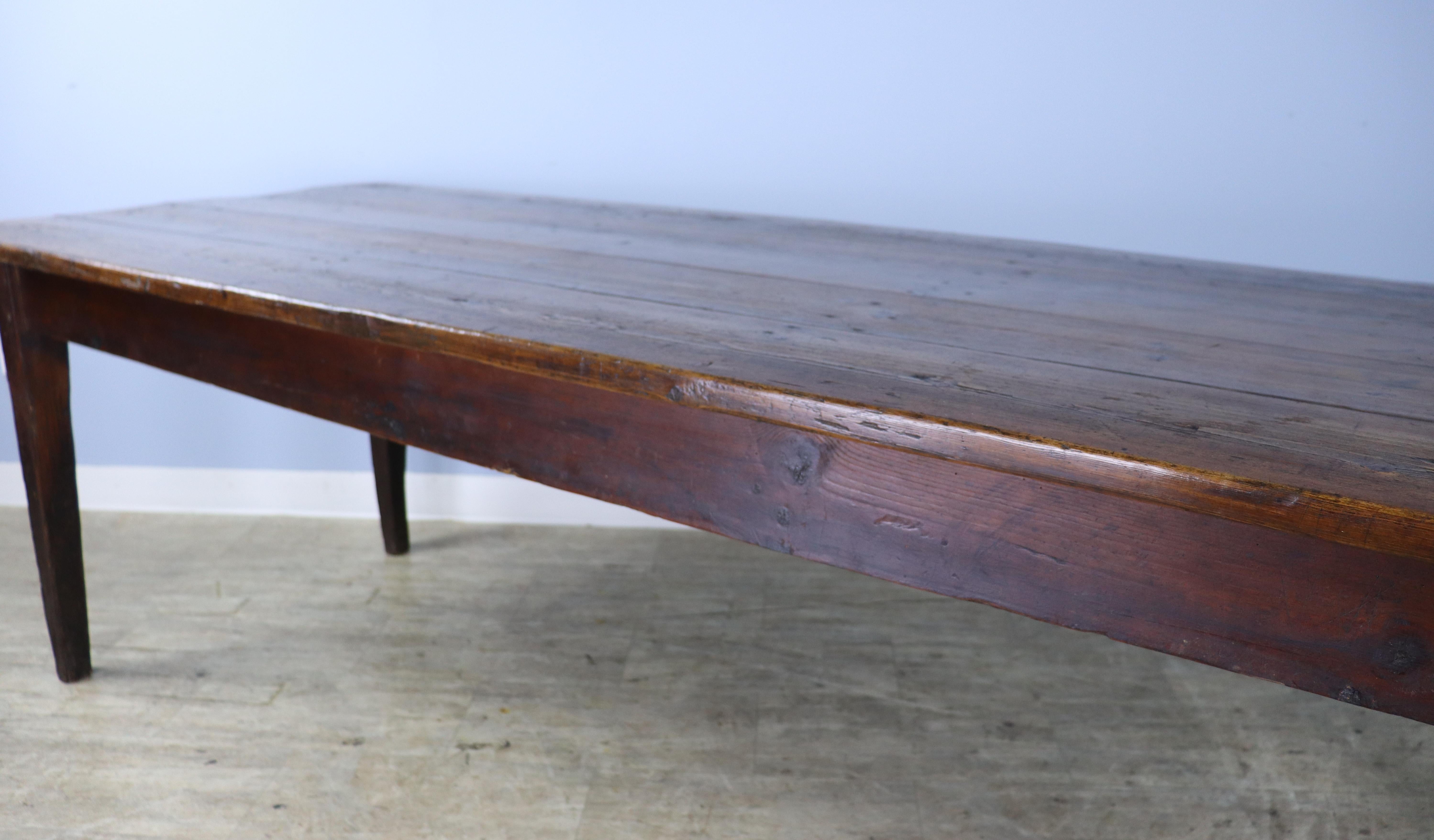 19th Century Old Rustic Pine Farm Table For Sale