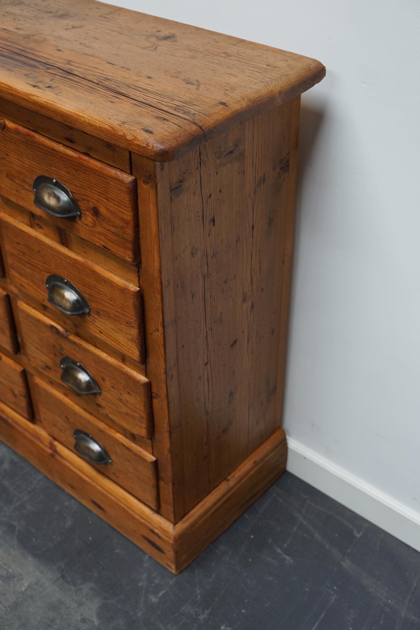 Old Rustic Pine French Apothecary Cabinet, Early 20th Century 11