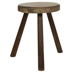 Old Rustic Tripod Stool Milk Stool Brutalist Style