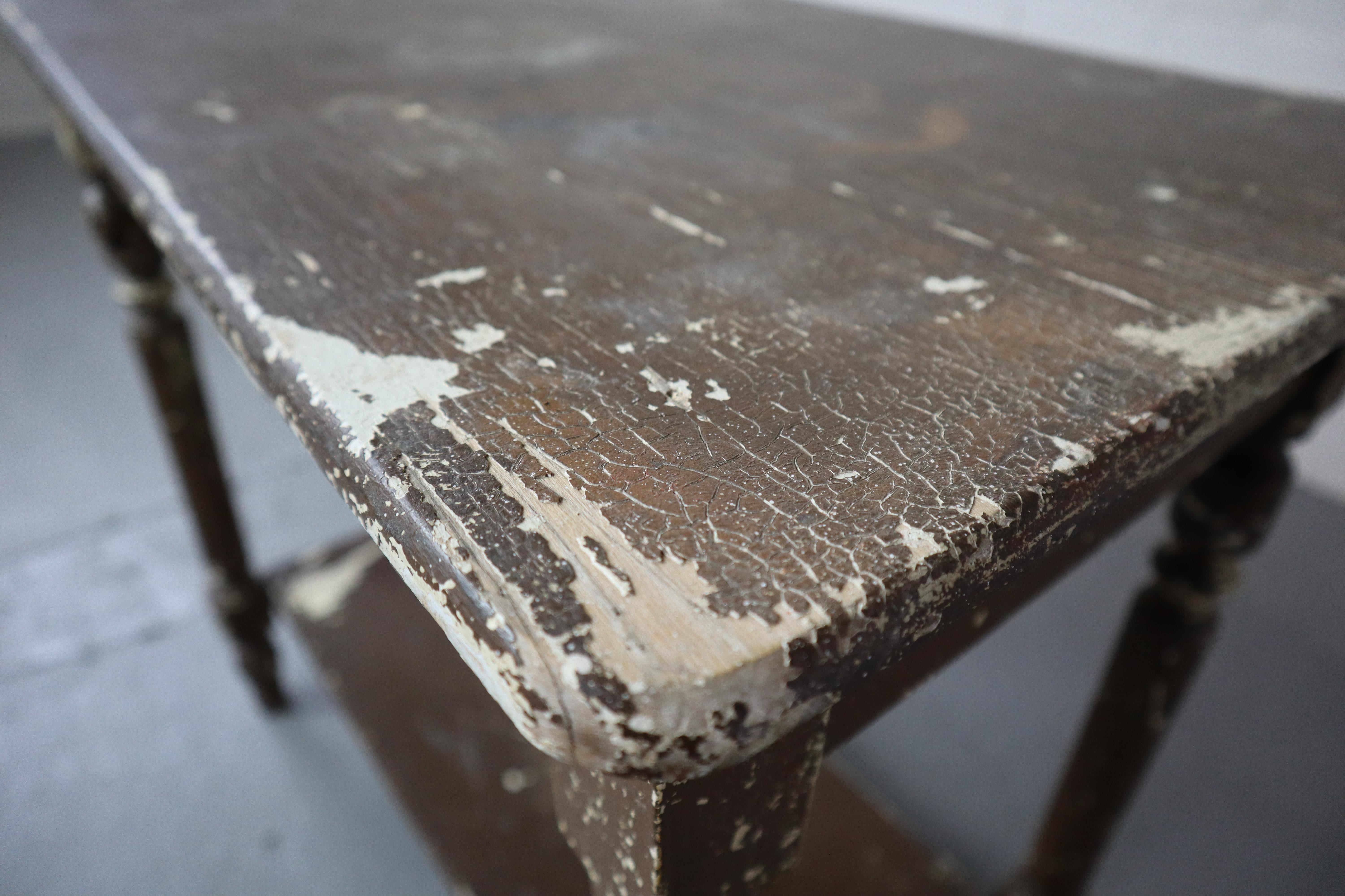 Old Rustic Weathered Side Table with Drawer 1