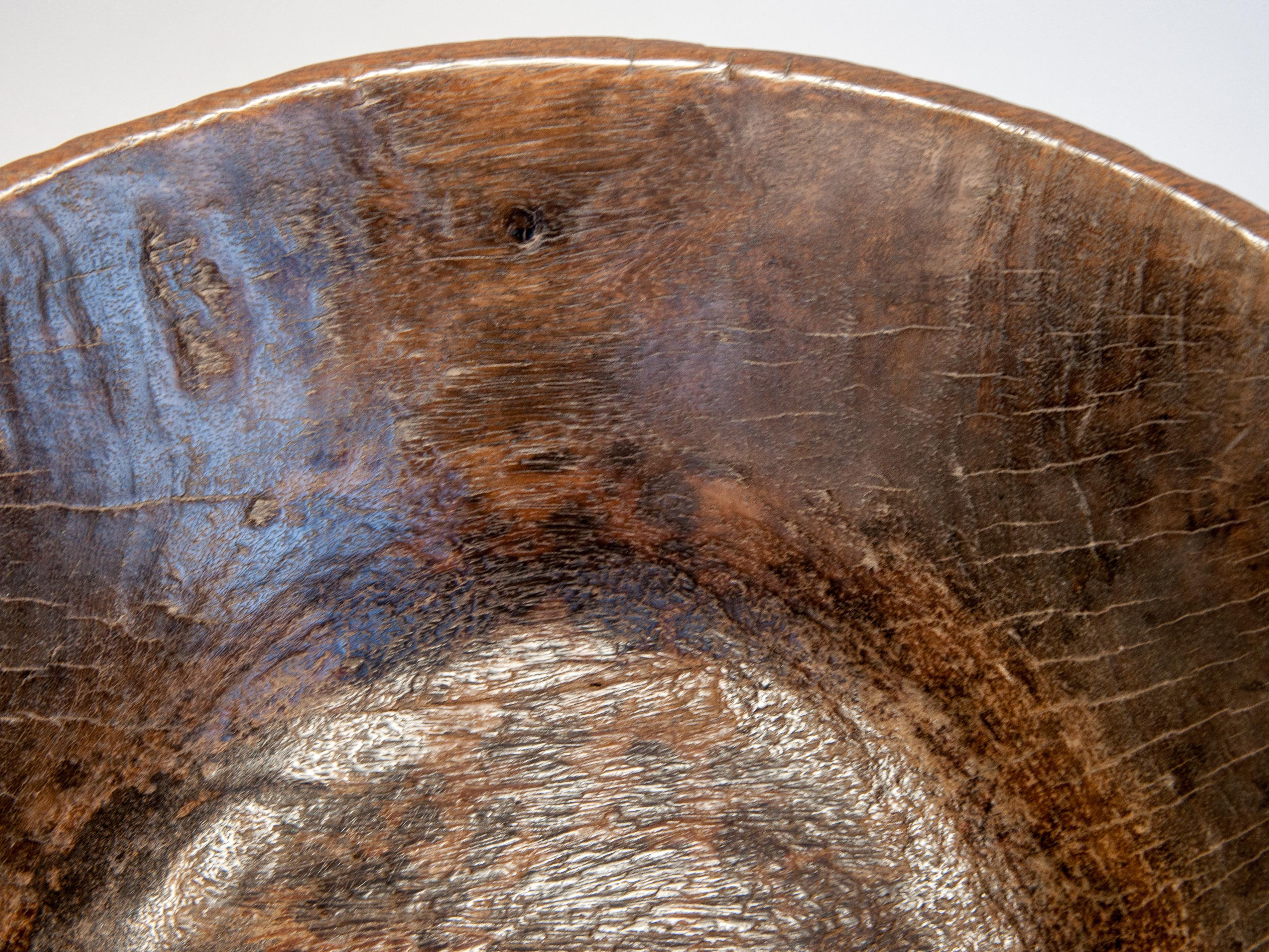 Old Rustic Wooden Bowl from the Nepal Himal, Mid-20th Century 5