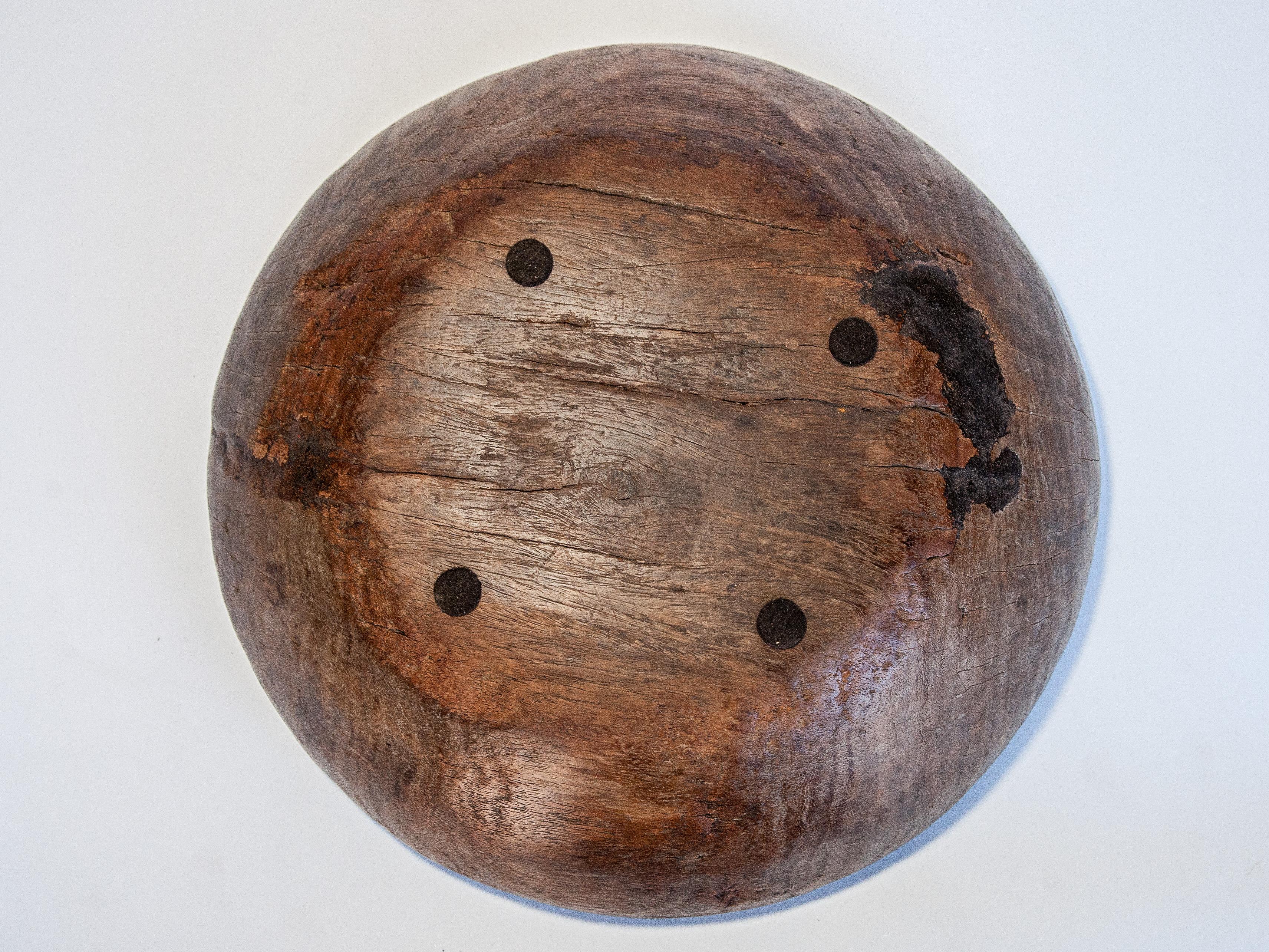 Old Rustic Wooden Bowl from the Nepal Himal, Mid-20th Century 6