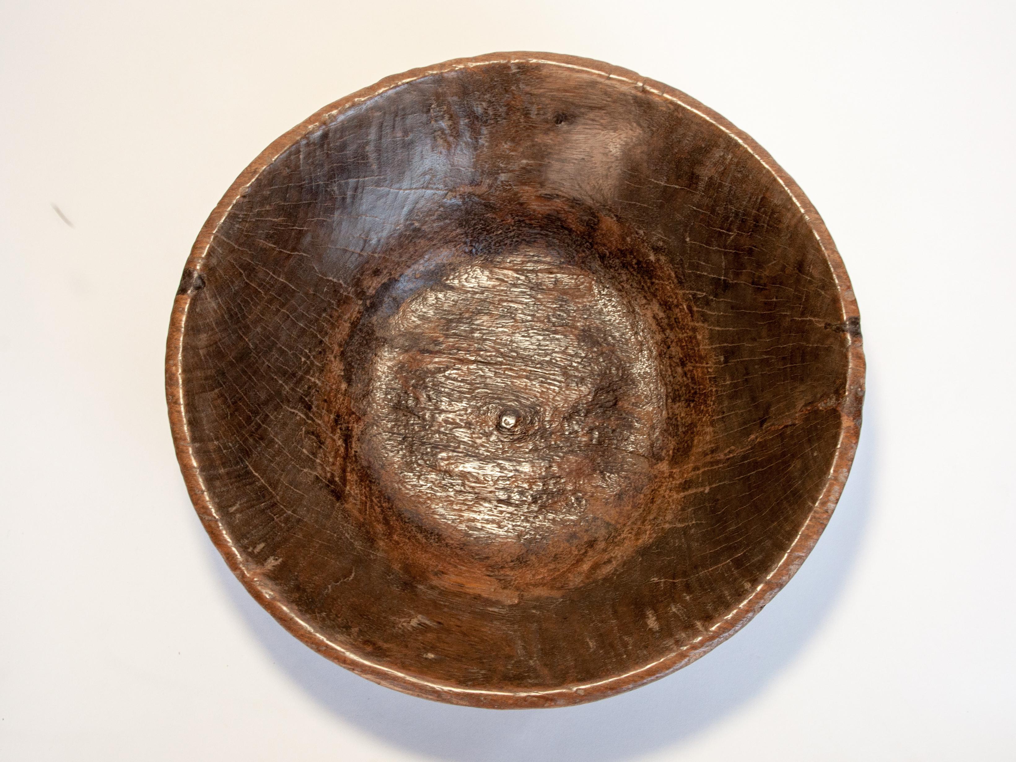 Old Rustic Wooden Bowl from the Nepal Himal, Mid-20th Century 1