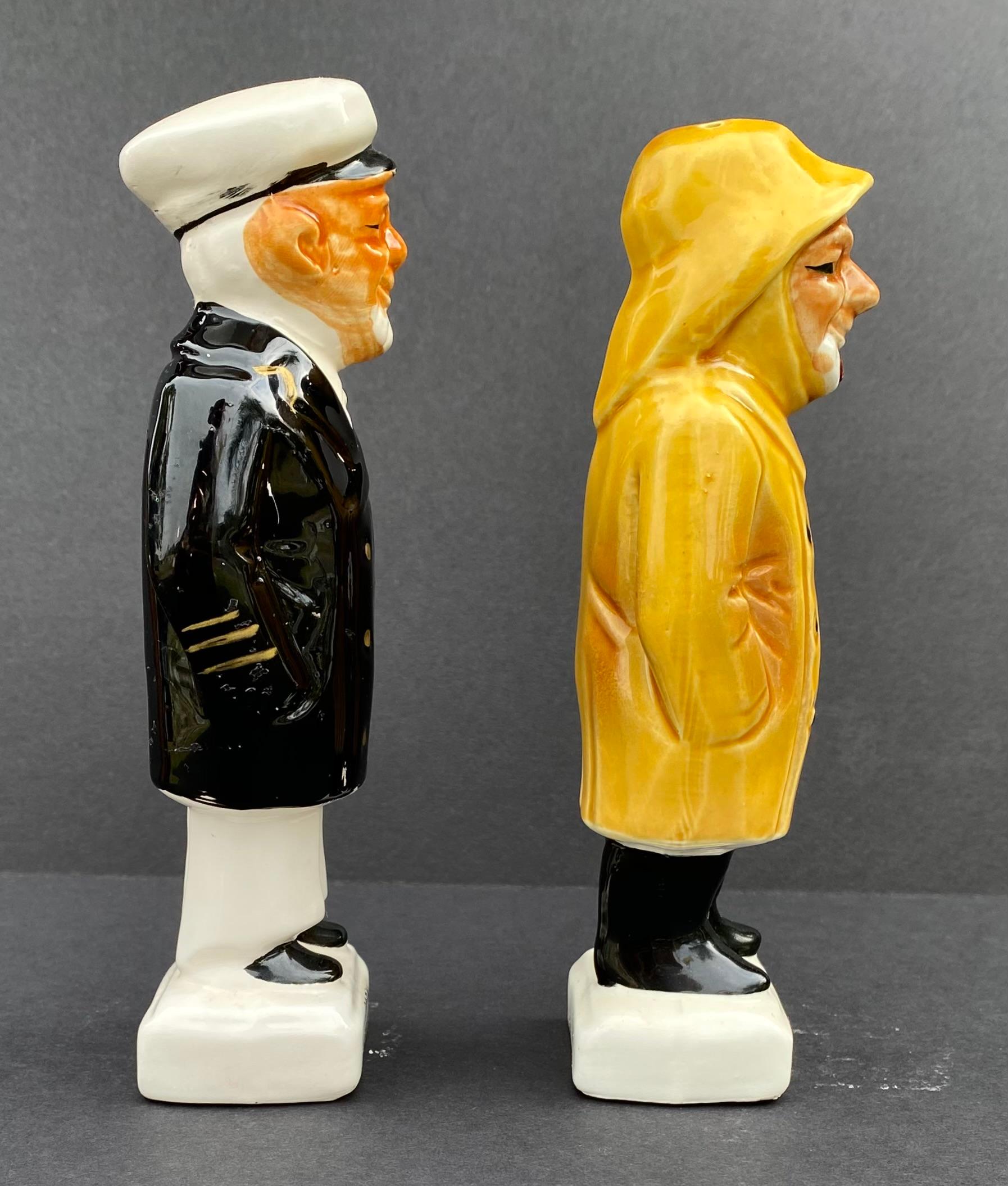 A vintage 1970’s pair of cold painted salt and pepper shakers, “old salty and captain pepper”, made in Japan. 
A lovely addition to your collection and to your beach house with a nautical theme. 