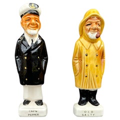 Old Salty And Captain Pepper Shakers Antique Japan