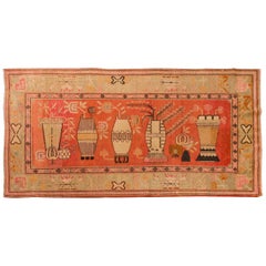 Old Samarkanda Carpet with Vases and Flowers