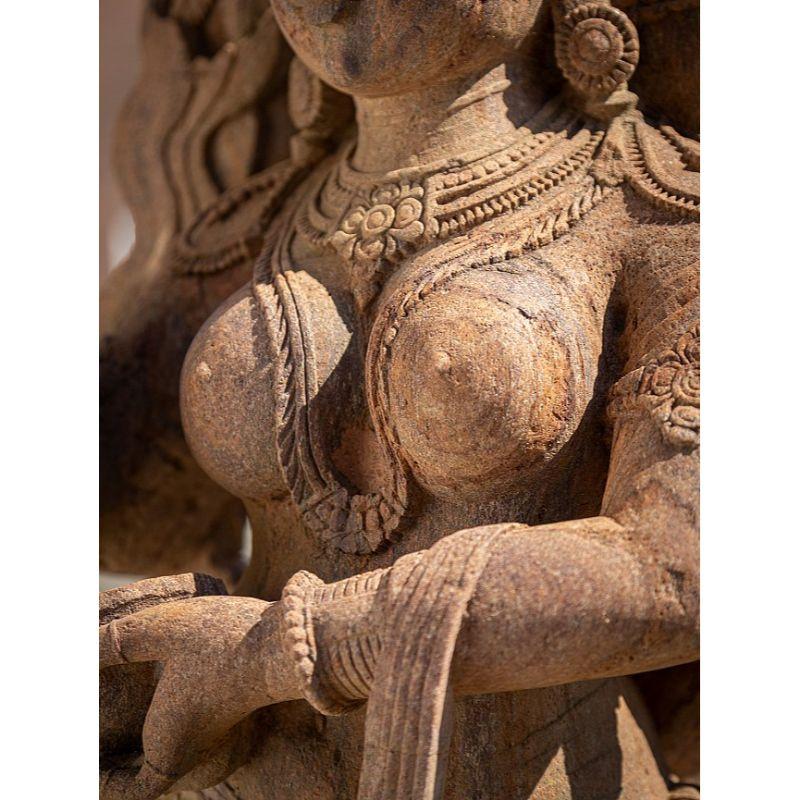 Old Sandstone Absara Lady Statue from India For Sale 7