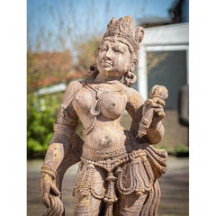 Old Sandstone Apsara Lady Statue from India