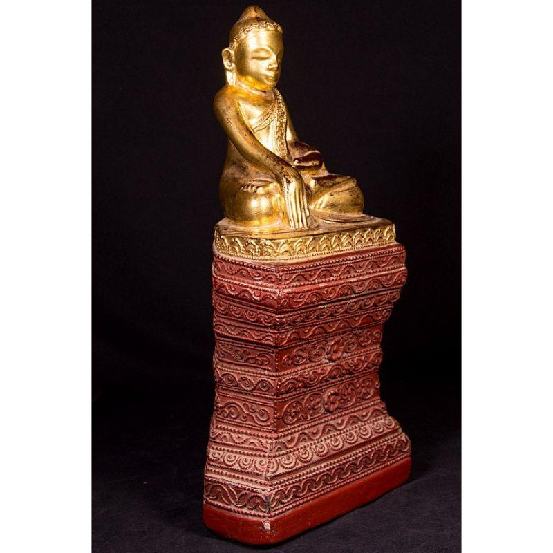 Wood Old Sandstone Buddha Statue from Burma For Sale