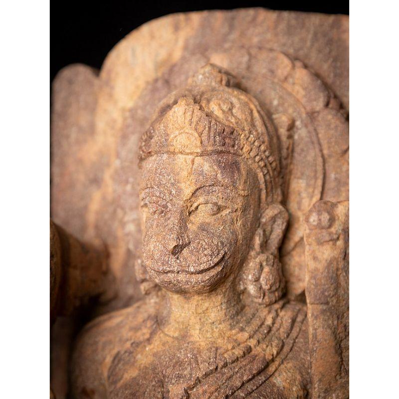 Estatua antigua de Hanuman de piedra arenisca de la India 4