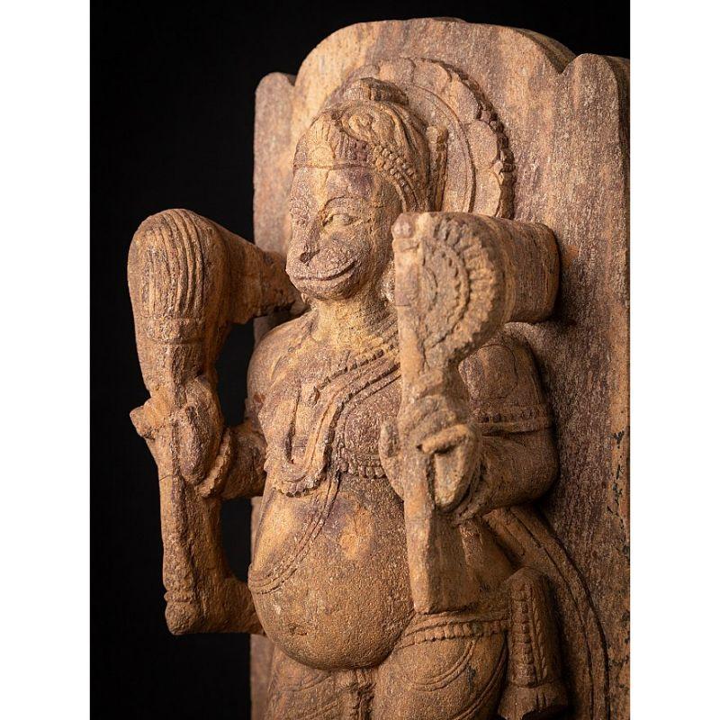 Estatua antigua de Hanuman de piedra arenisca de la India siglo XX