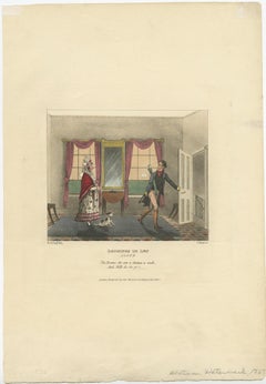 Old Satirical Print of An Aggressive Landlady, 1827