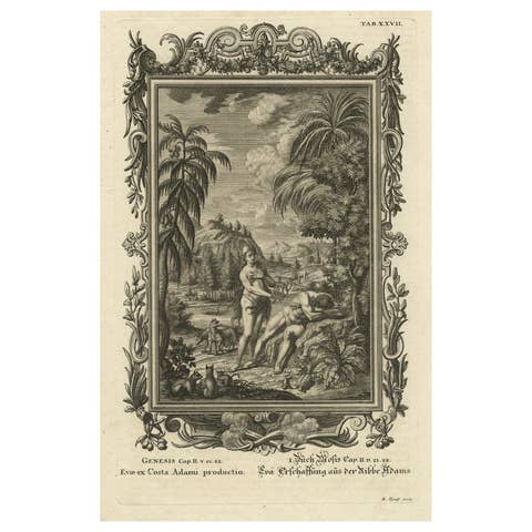 Old Scene from Genesis in the Old Testament; Eve is made from Adam's Rib, 1731