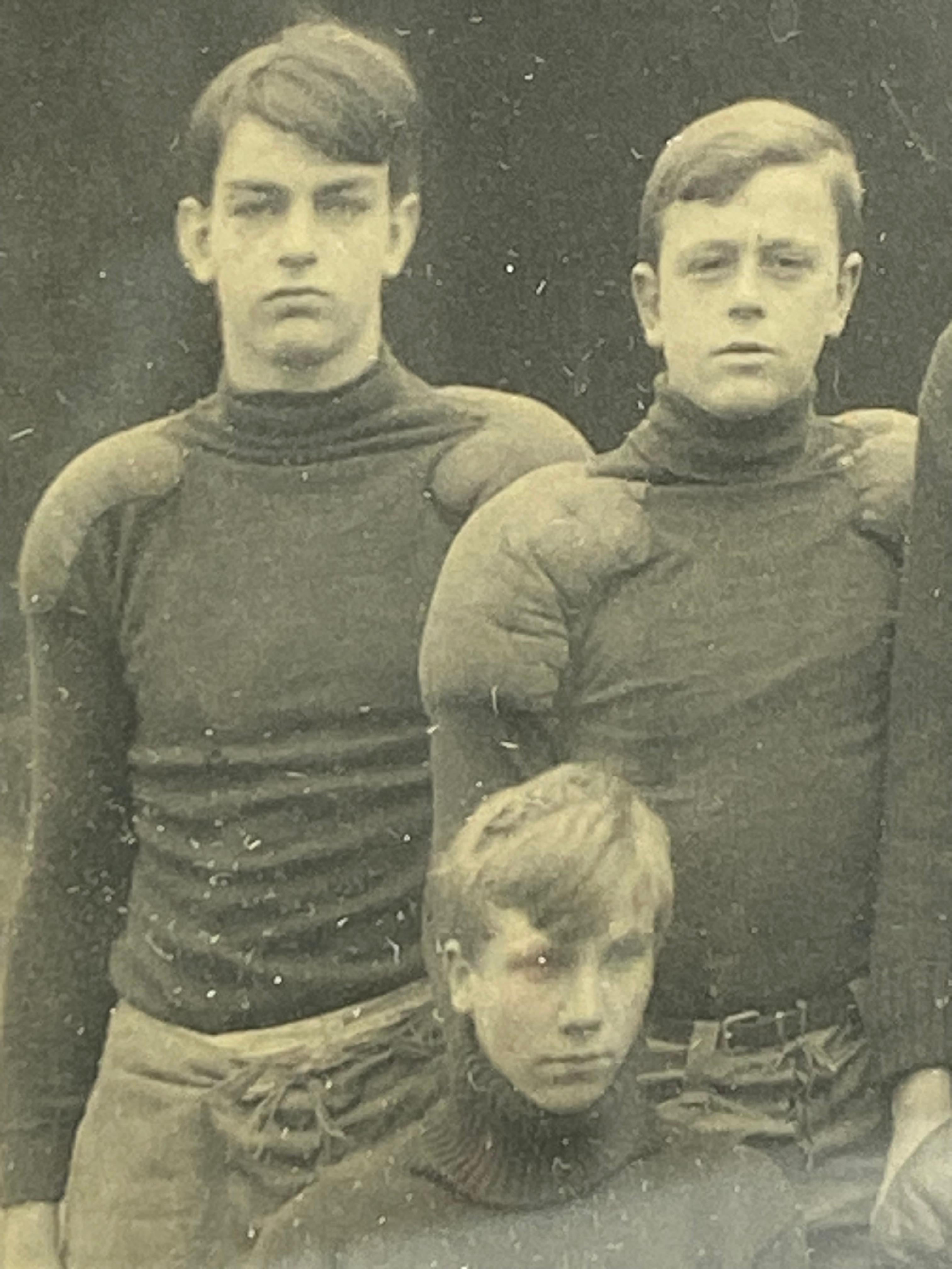 Glass Old School Black and White Football Team Photo, Circa 1906
