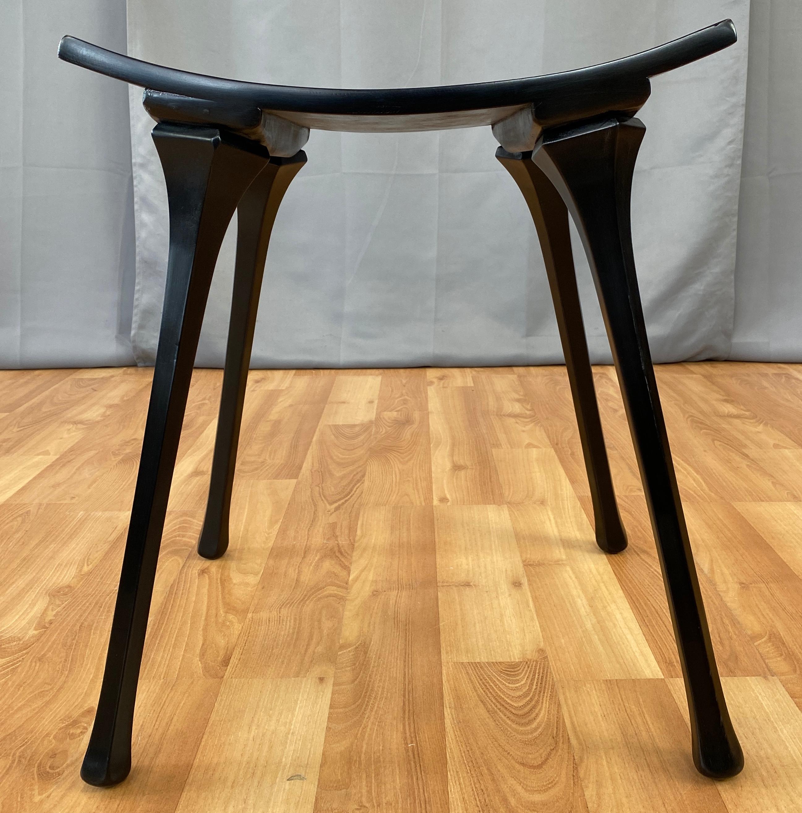 Old School Glam Black Wooden Stool circa 1940s/50s For Sale 1