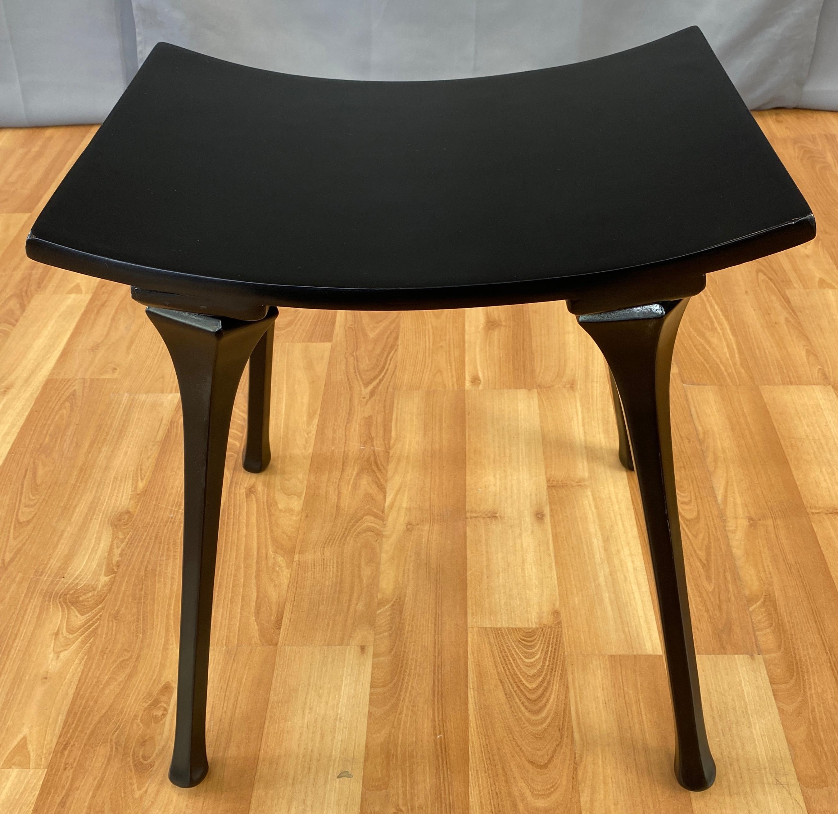 Old School Glam Black Wooden Stool circa 1940s/50s For Sale 2
