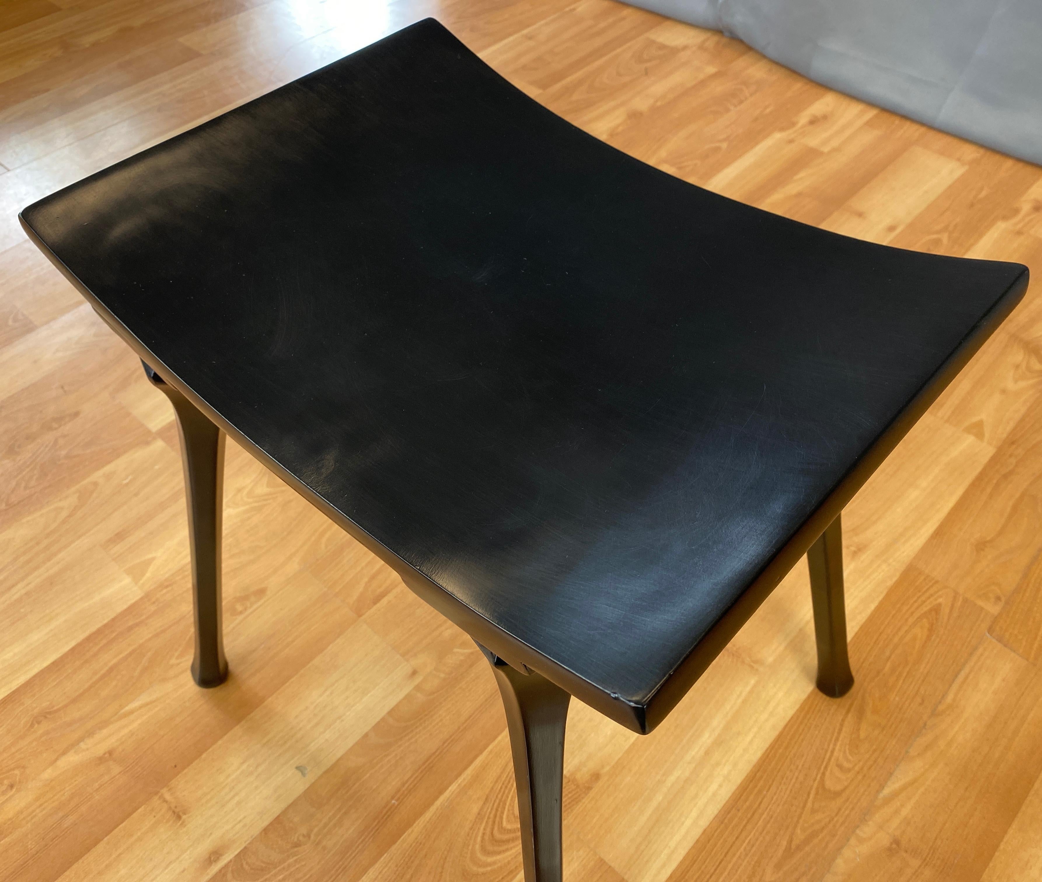 Old School Glam Black Wooden Stool circa 1940s/50s For Sale 3