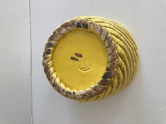 Old School Palm Beach Yellow Glazed Ceramic Cache Pot