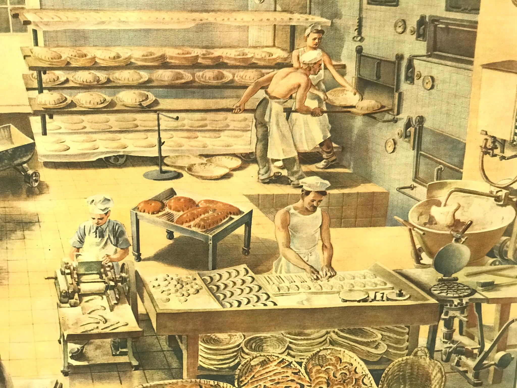 The poster is colored printed with a view of bakery in the original condition.
