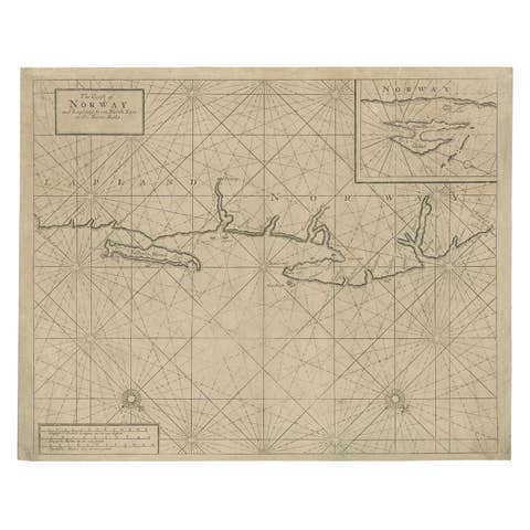 Old Sea Chart of Northern Norway, also depicting Part of Lapland & Russia, 1702