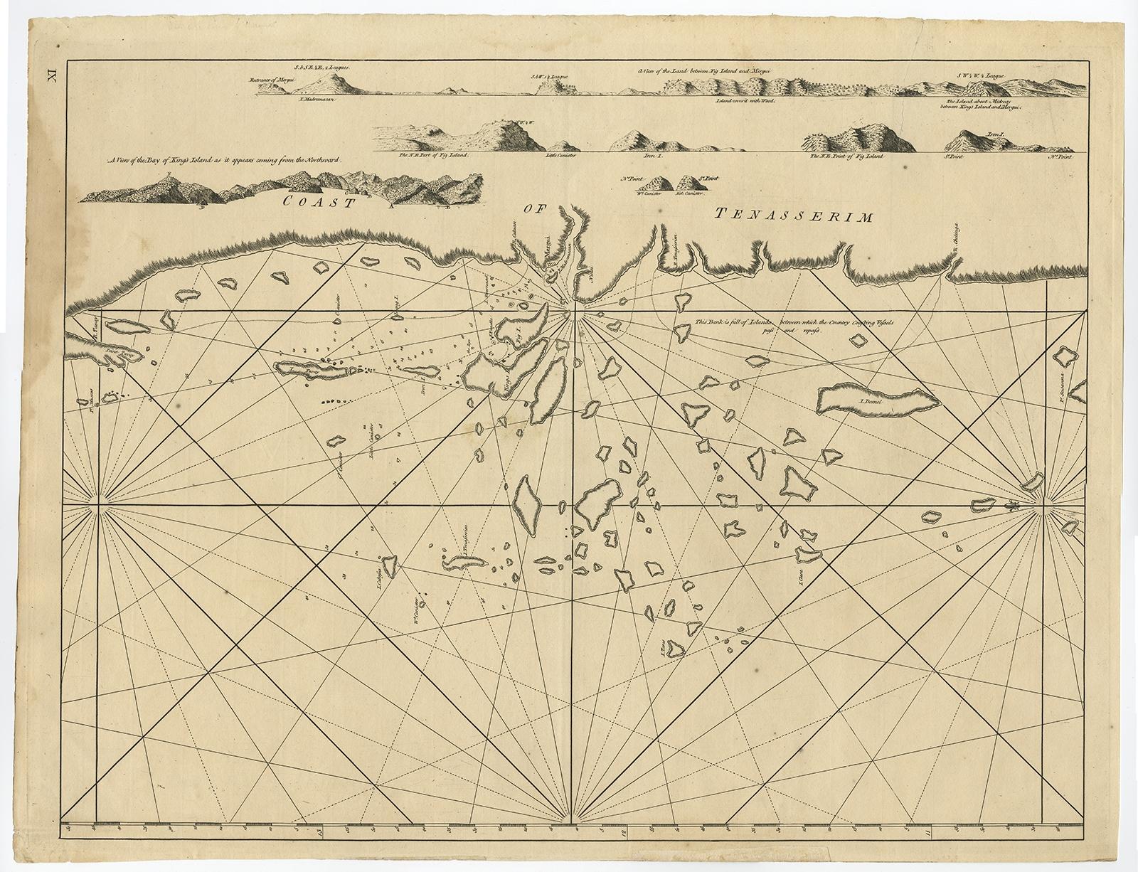 Antique map titled 'Coast of Tenasserim.' 

Sea chart of the Tenasserim area, Myanmar in South East Asia. Source unknown, to be determined.

Artists and Engravers: Anonymous.