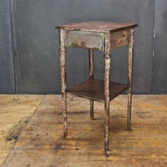 Old Sea Salvaged Patina Vintage Industrial Metal Tall End Table Petite Simmons