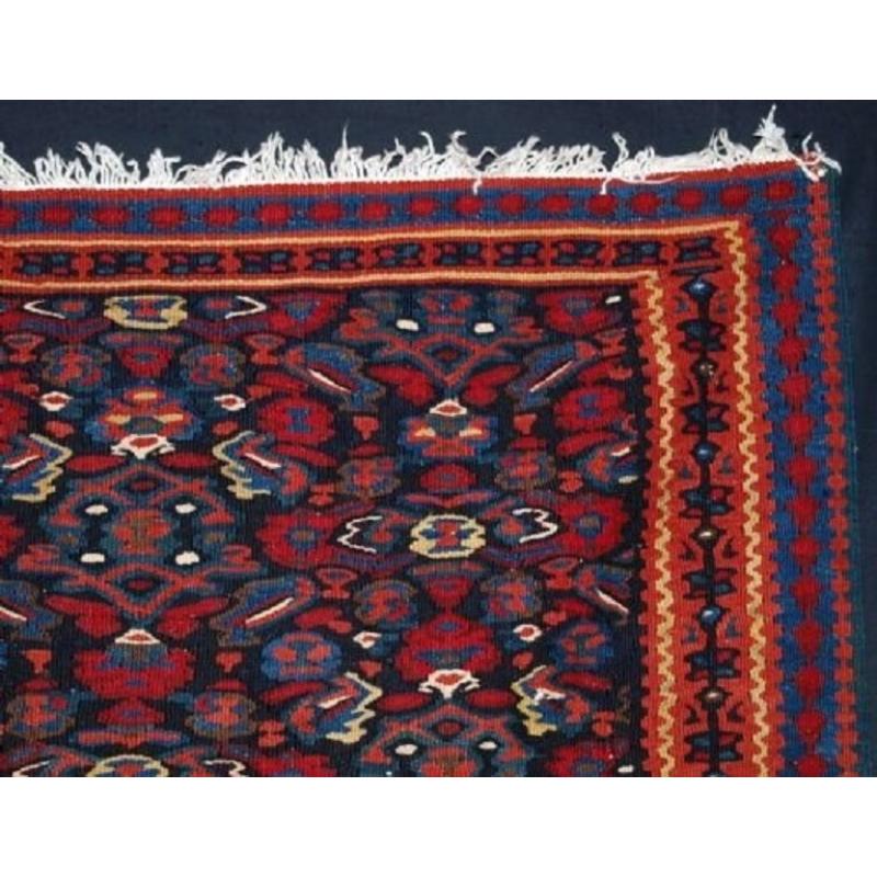 Old traditional Senneh kilim
Circa 1930

A nice kilim of traditional design

A fine but strong kilim suitable for floor use

Hand washed and ready for use or display

Additional information:
Place of Origin: 
Period: Circa 1930
Size: 4ft 11in x 3ft
