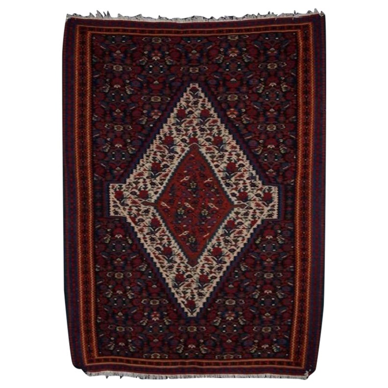 Old Senneh Kilim, Traditional Design, Small Size, Circa 1930 For Sale