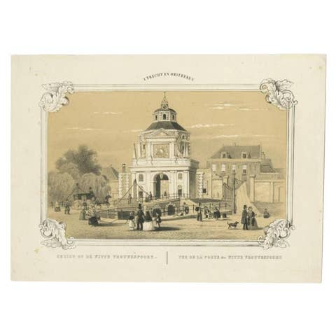 Old Sepia Print of the Wittevrouwenpoort in Utrecht in The Netherlands, c.1860