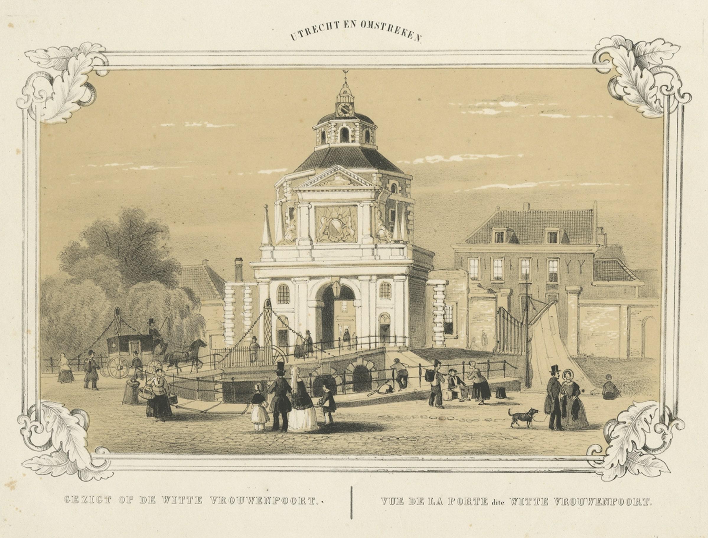Old Sepia Print of the Wittevrouwenpoort in Utrecht in The Netherlands, c.1860