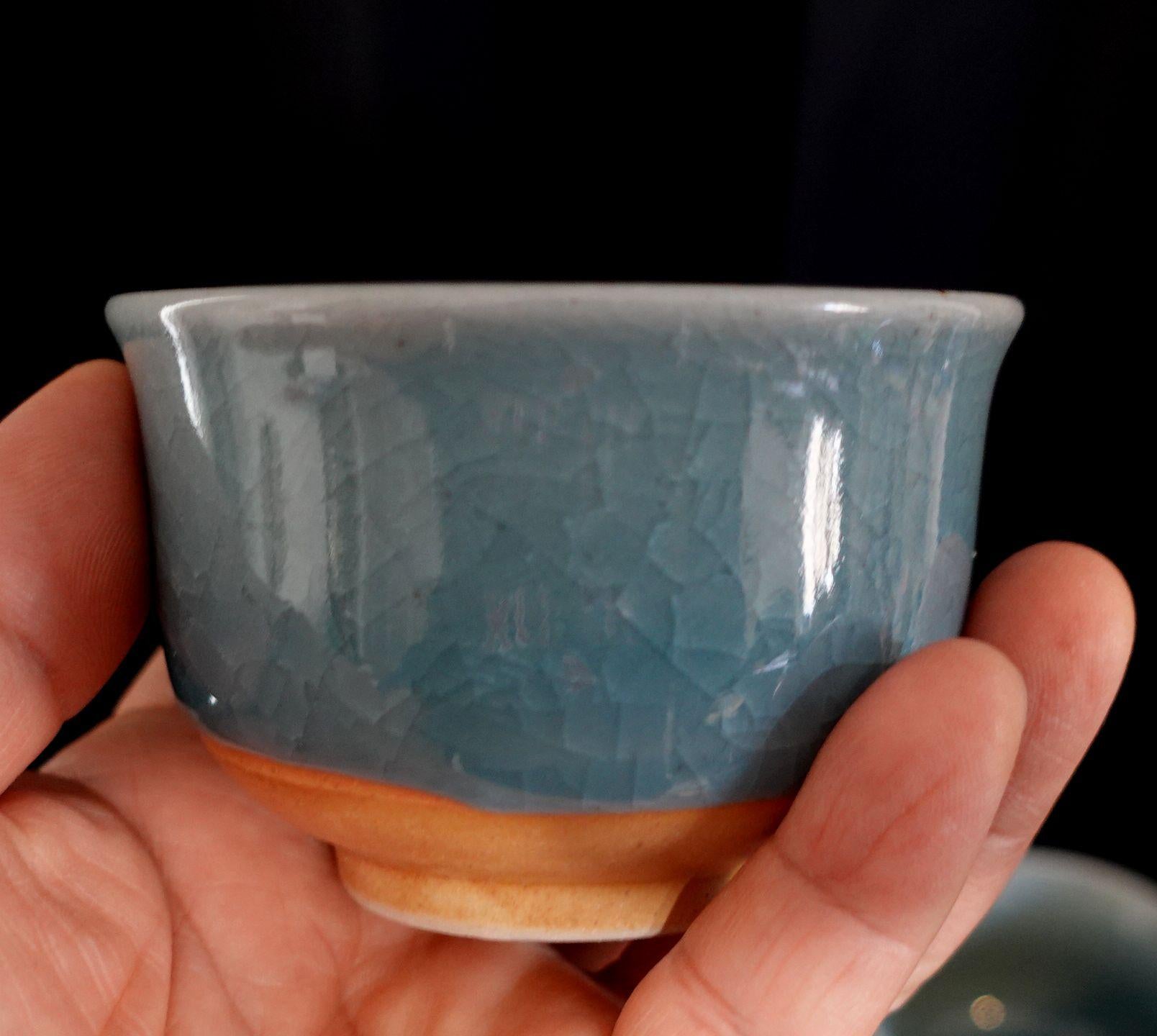 Fait main Vieux ensemble de 5 tasses à thé japonaises Tajimi en vente