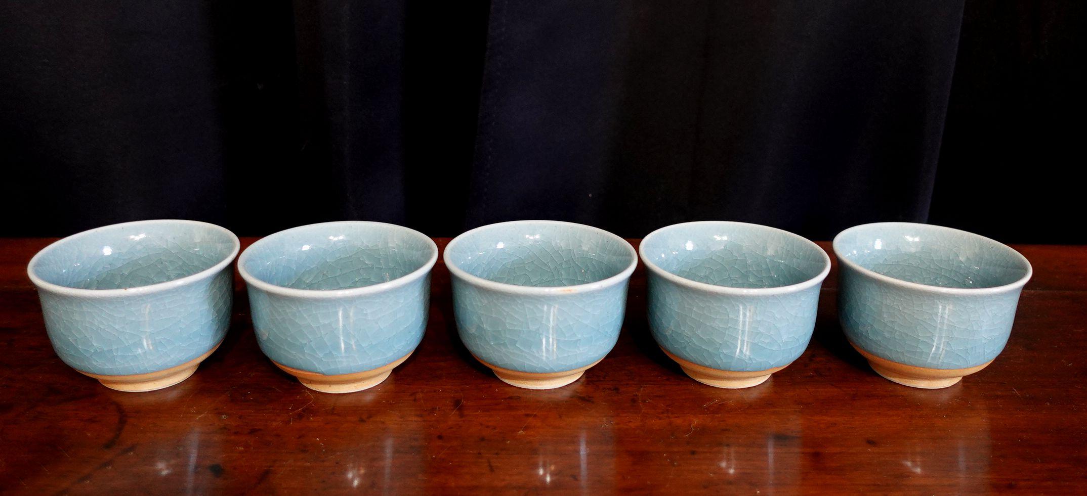 Vieux ensemble de 5 tasses à thé japonaises Tajimi Excellent état - En vente à Norton, MA