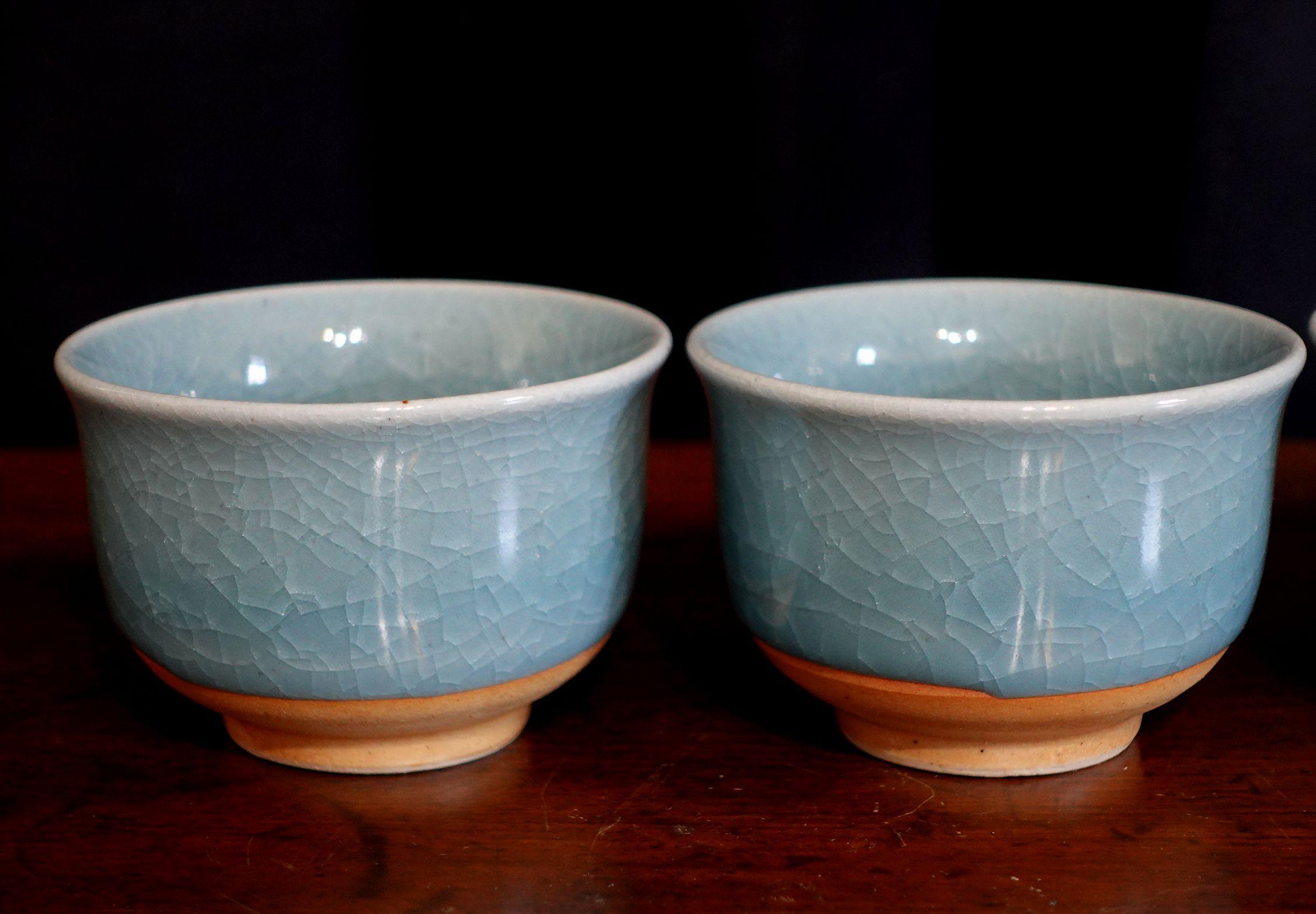 20ième siècle Vieux ensemble de 5 tasses à thé japonaises Tajimi en vente