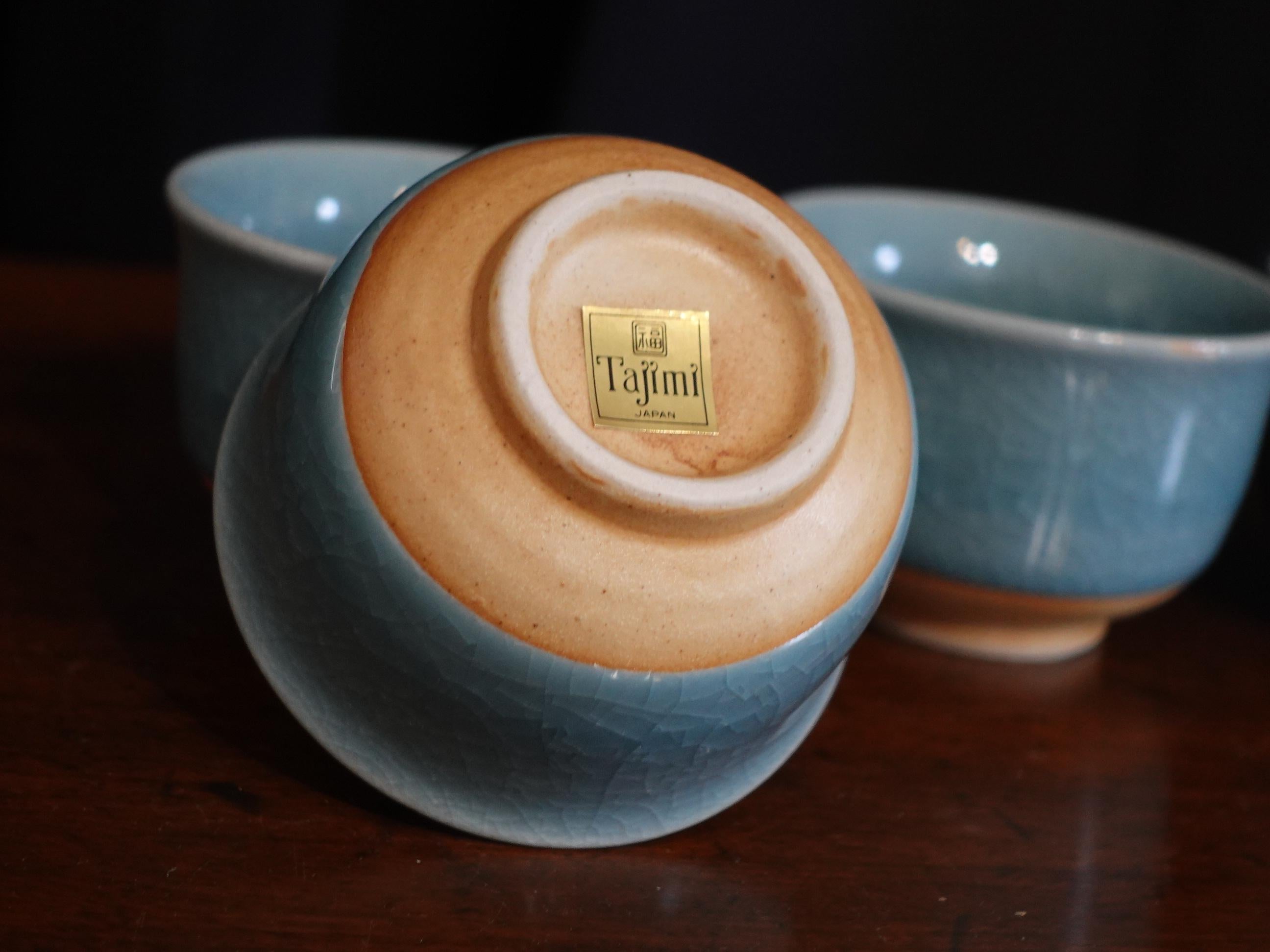 Old, Set of 5 Japanese Tajimi Tea Cups In Excellent Condition For Sale In Norton, MA