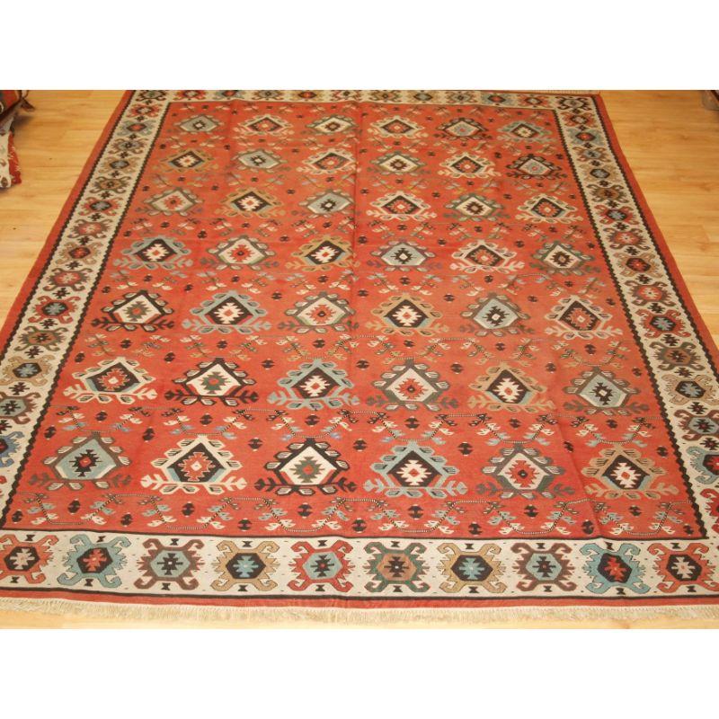 Old Sharkoy kilim, Western Turkey or the Balkans.

A good example of an old Sharkoy kilim with a very well drawn traditional all over large scale repeat design in a soft overall colour palette.

Sharkoy kilims are also known as Sarkoy or Thracian,