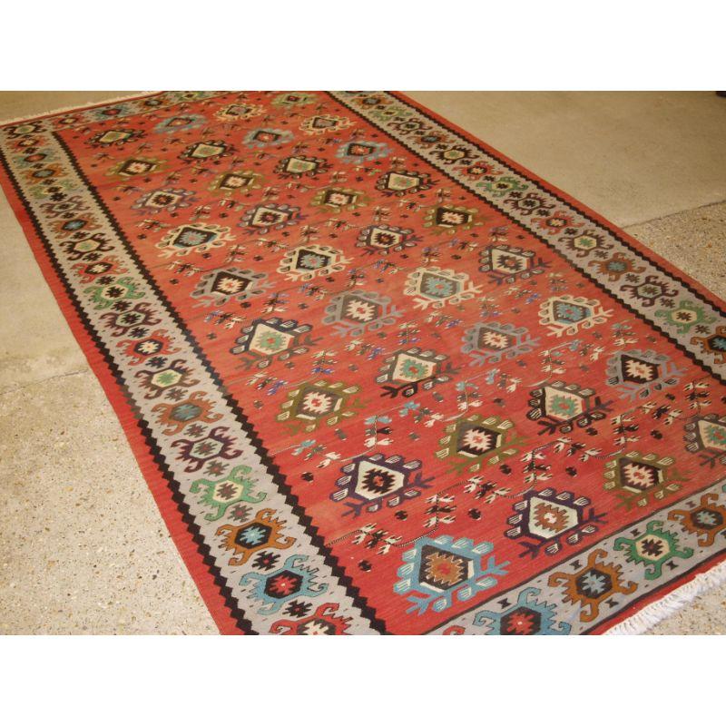 Old Sharkoy kilim, Western Turkey or the Balkans. Traditional all over repeat design in soft colours.

A good example of a traditional old Sharkoy kilim with a very well drawn all over repeat design in a soft overall colour palette.

Sharkoy kilims