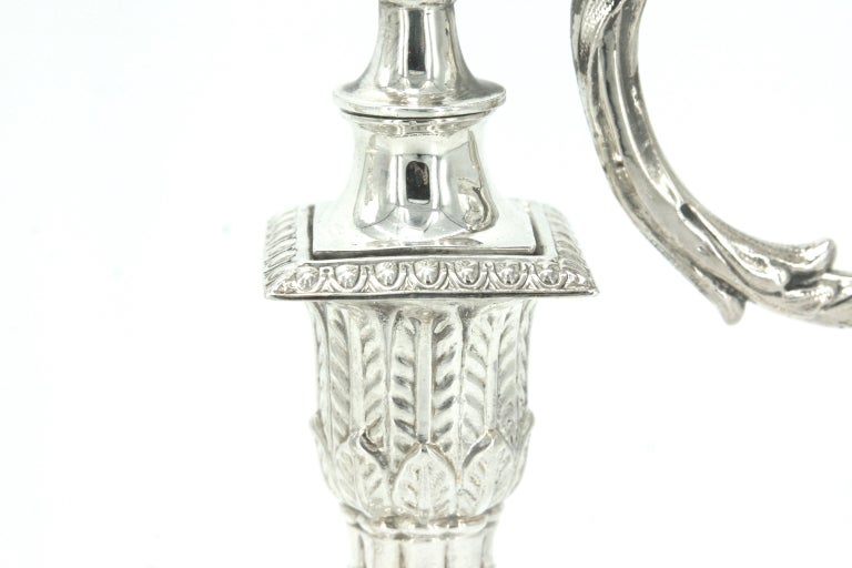 Silver Plate Old Sheffield English Plate Piano Candlestick For Sale
