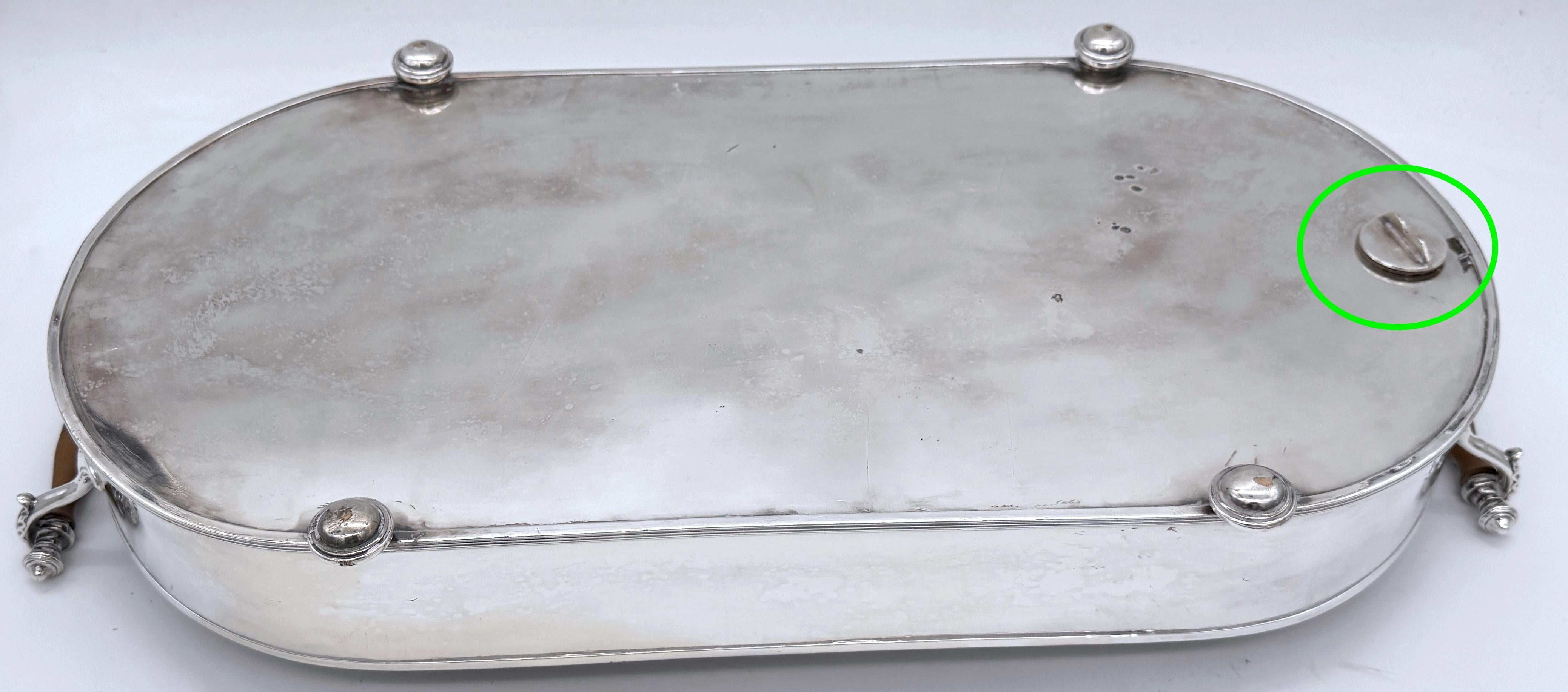 Old Sheffield Plate Double Warming Server, Armorial Crest of 'Et Suivez Moi' 5