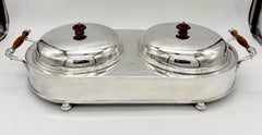 Old Sheffield Plate Double Warming Server, Armorial Crest of 'Et Suivez Moi'