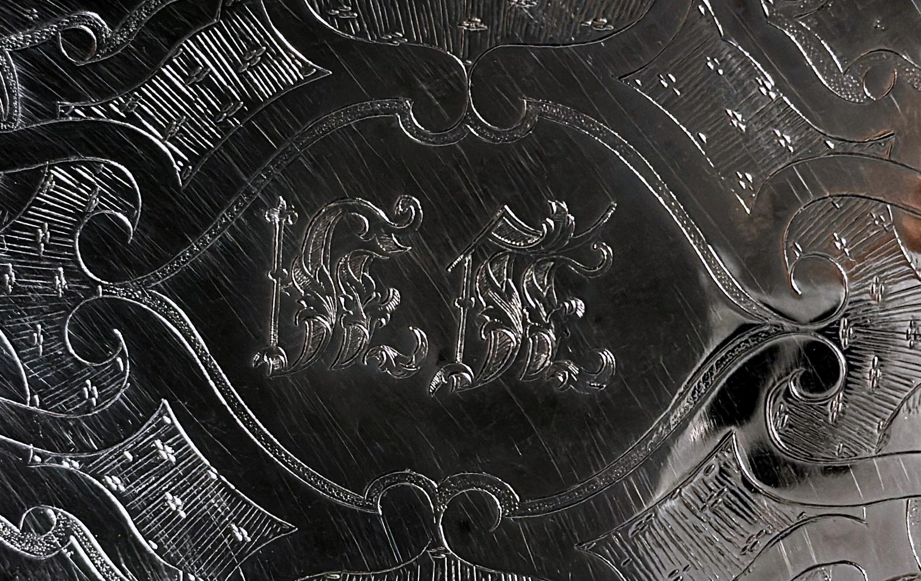 Bandeja Inglesa de Placa de Sheffield Antigua Victoriana Temprana, Asas, Grabada, Hallmarked en venta 6