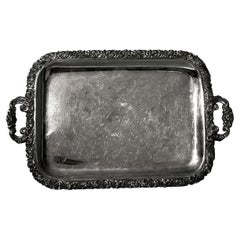 Old Sheffield Plate English Tray Early Victorian, Handles, Engraved, Hallmarked