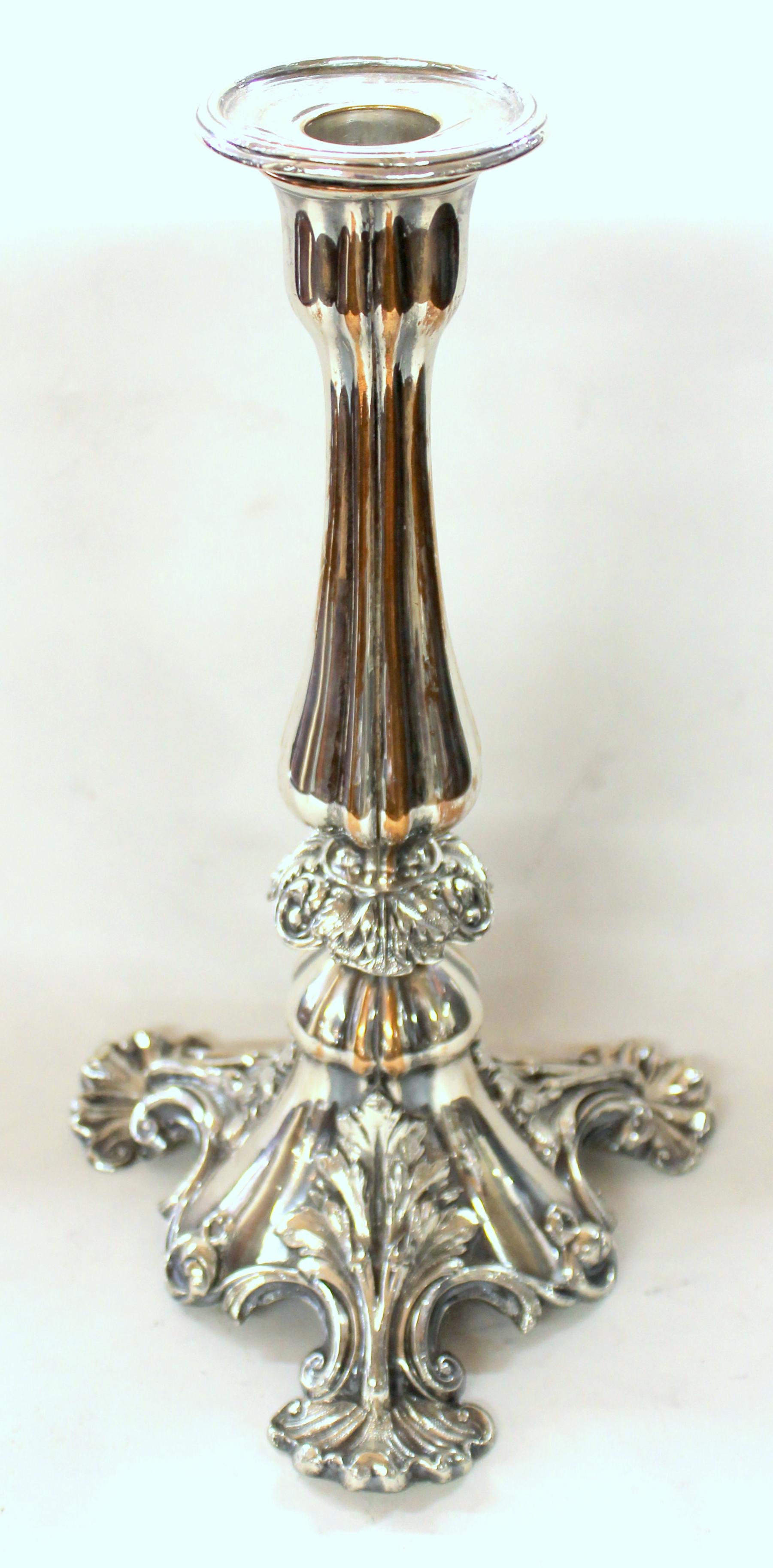 Old Sheffield Plate Geo. IV Rococo Style Two-Light Candelabrum, James Dixon 7
