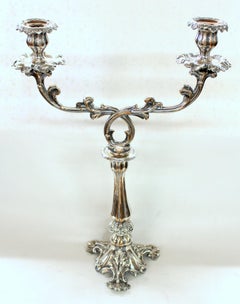 Old Sheffield Plate Geo. IV Rococo Style Two-Light Candelabrum, James Dixon
