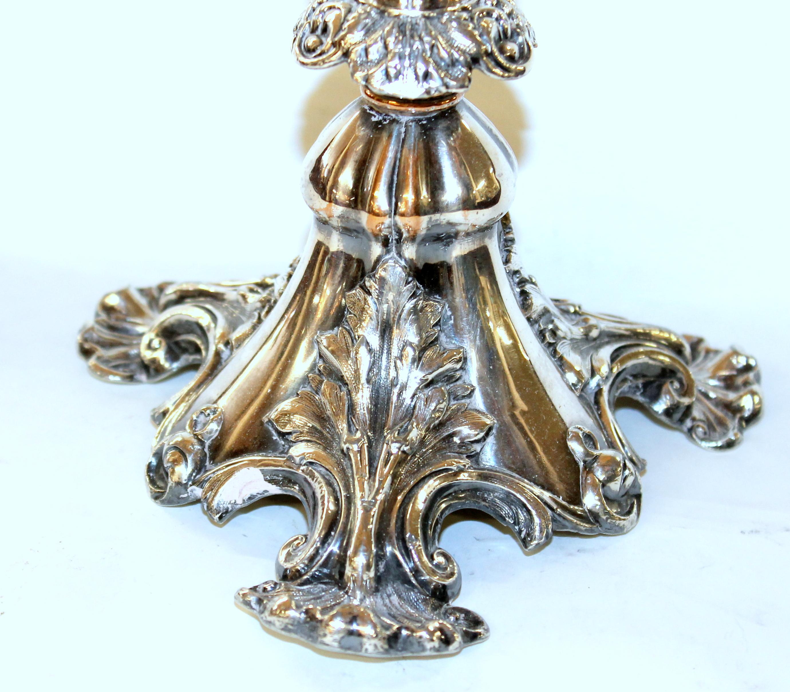 19th Century Old Sheffield Plate Geo. IV Rococo Style Two-Light Candelabrum, James Dixon