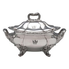 Antique Soupière en métal plaqué Sheffield fabriquée vers 1825