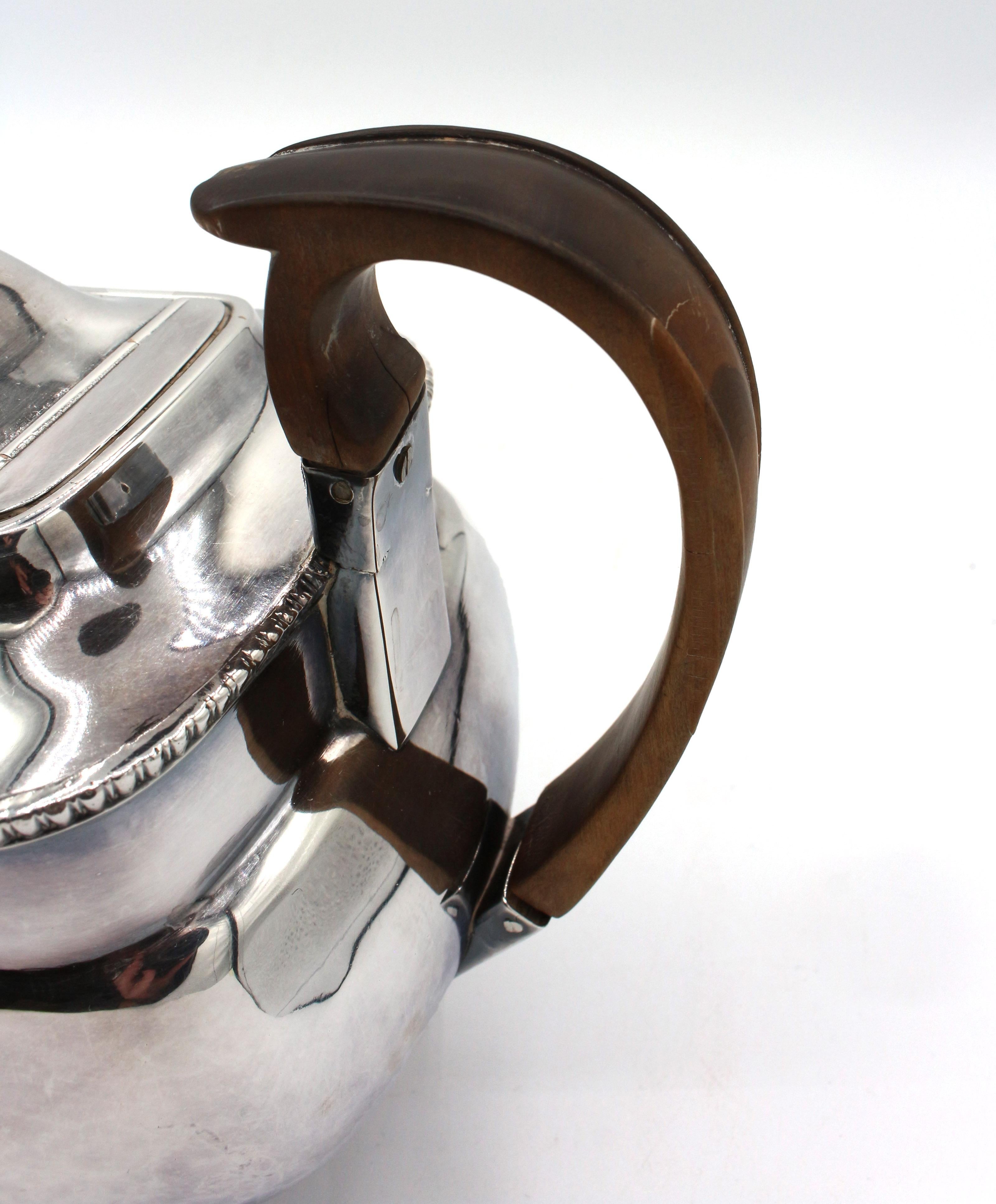Silver Plate Old Sheffield Plate Tea Pot with Pearwood Handle, circa 1820, English For Sale