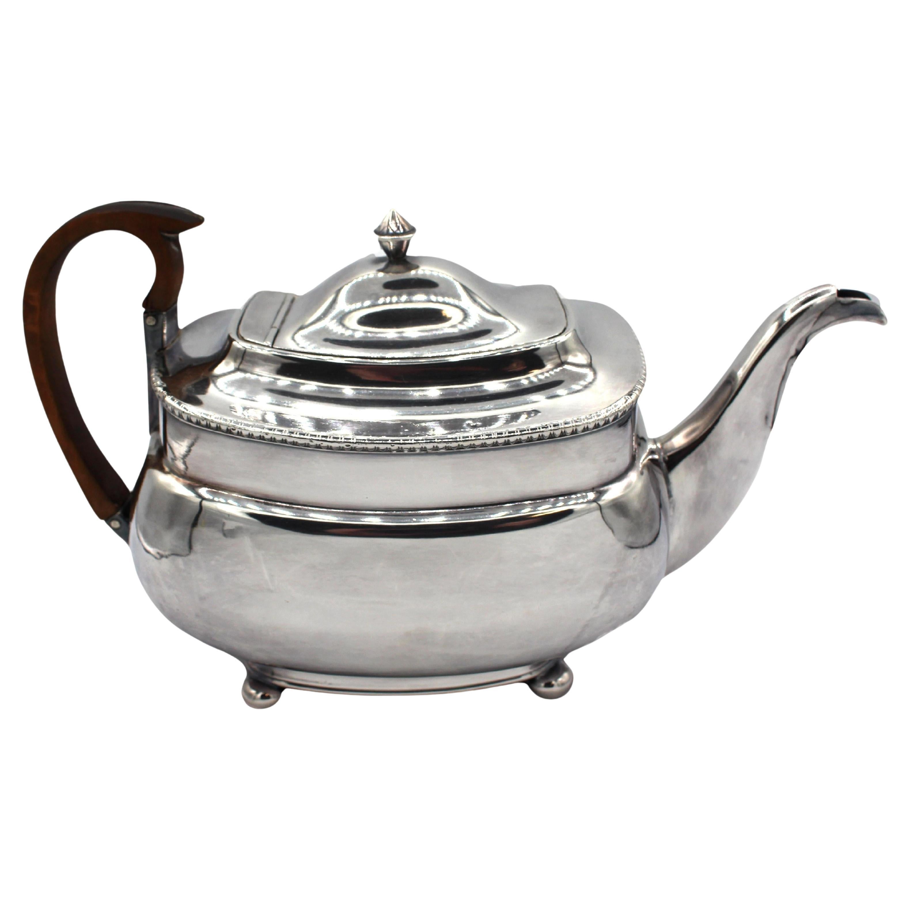 Old Sheffield Plate Tea Pot with Pearwood Handle, circa 1820, English For Sale