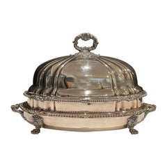 Antique Old Sheffield Three Piece Meat Dome Warmer
