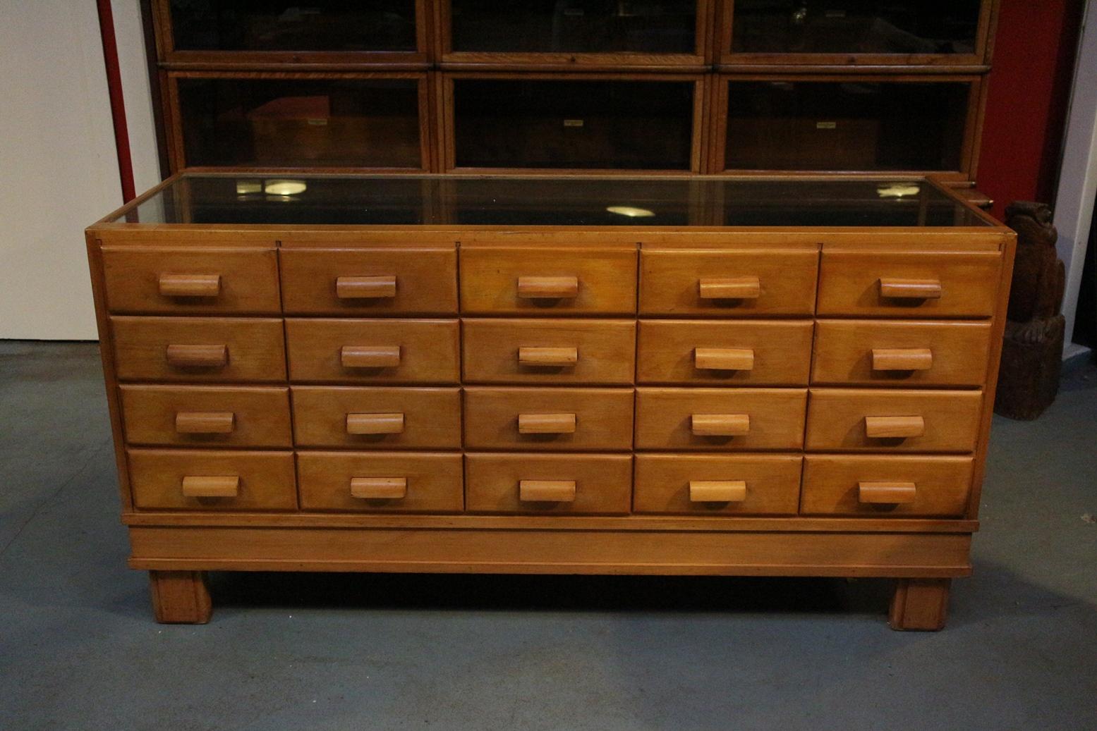 Old Shop Counter Display Case with 20 Drawers 1