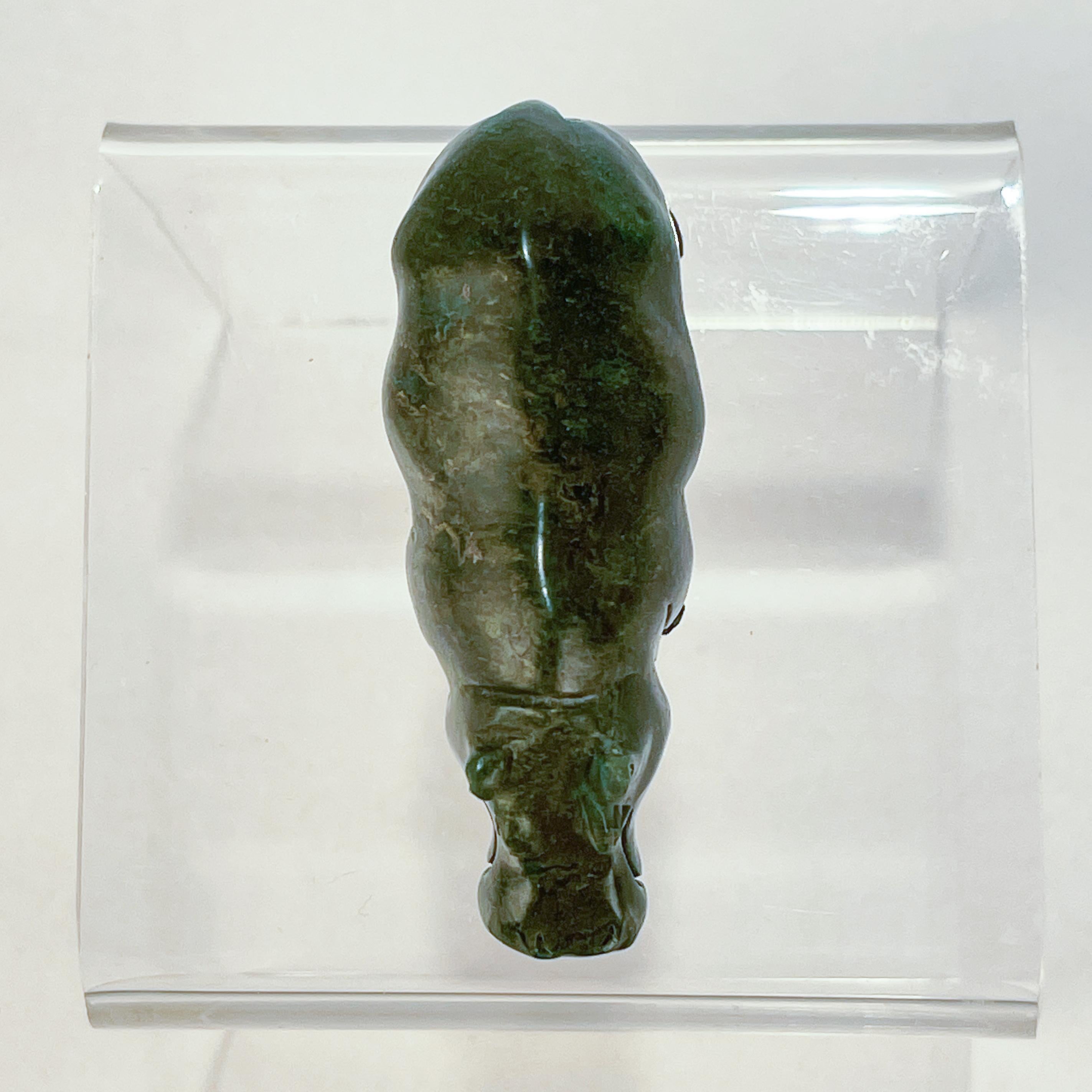 Old Signed Carved Nephrite Jade German / Russian Hippopotamus Figure For Sale 1